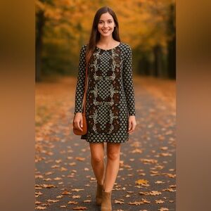 Xhilaration Printed Long Sleeve Dress | Size Small